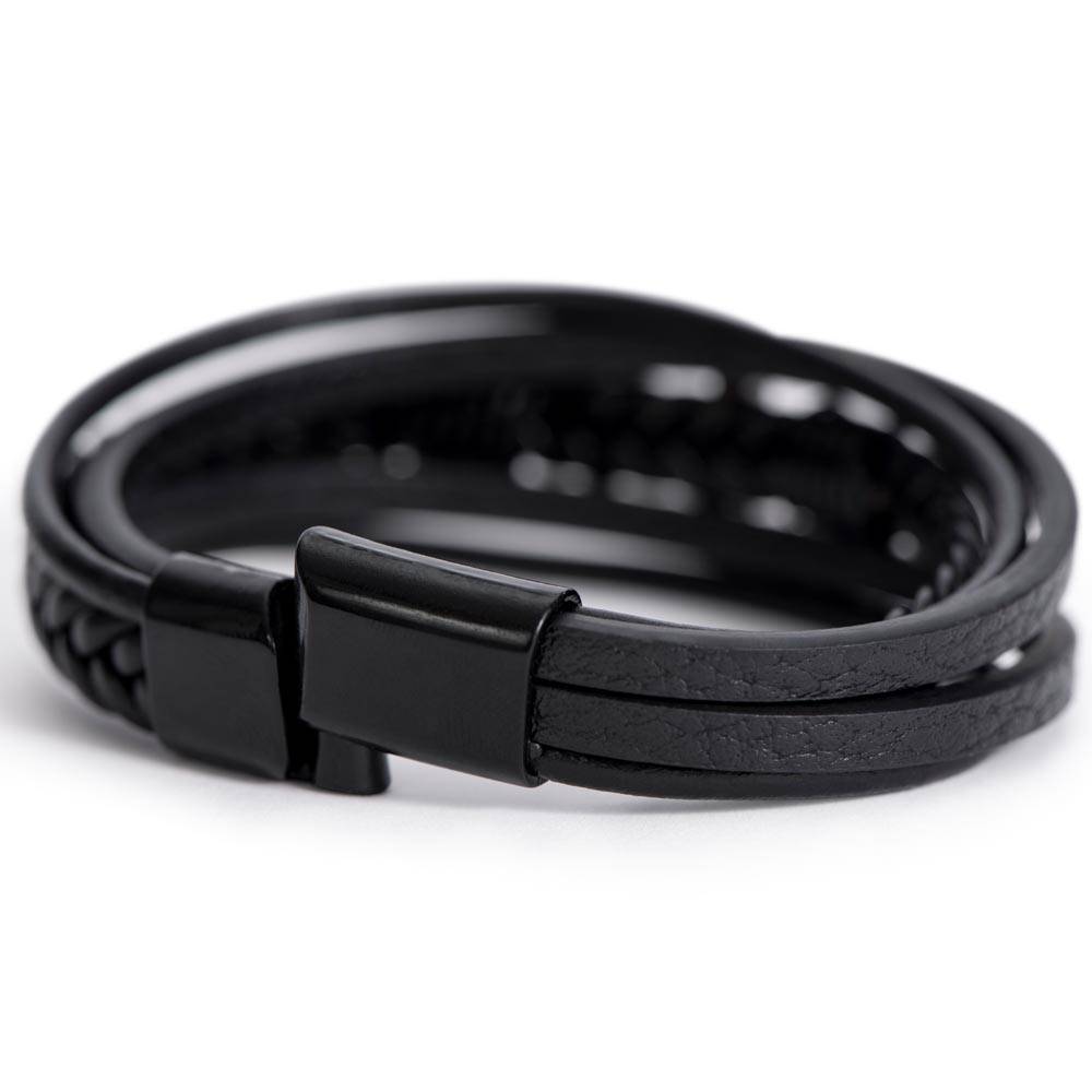 Unique Mens Braided Leather Bracelet with Cross - Perfect Gift for Husband
