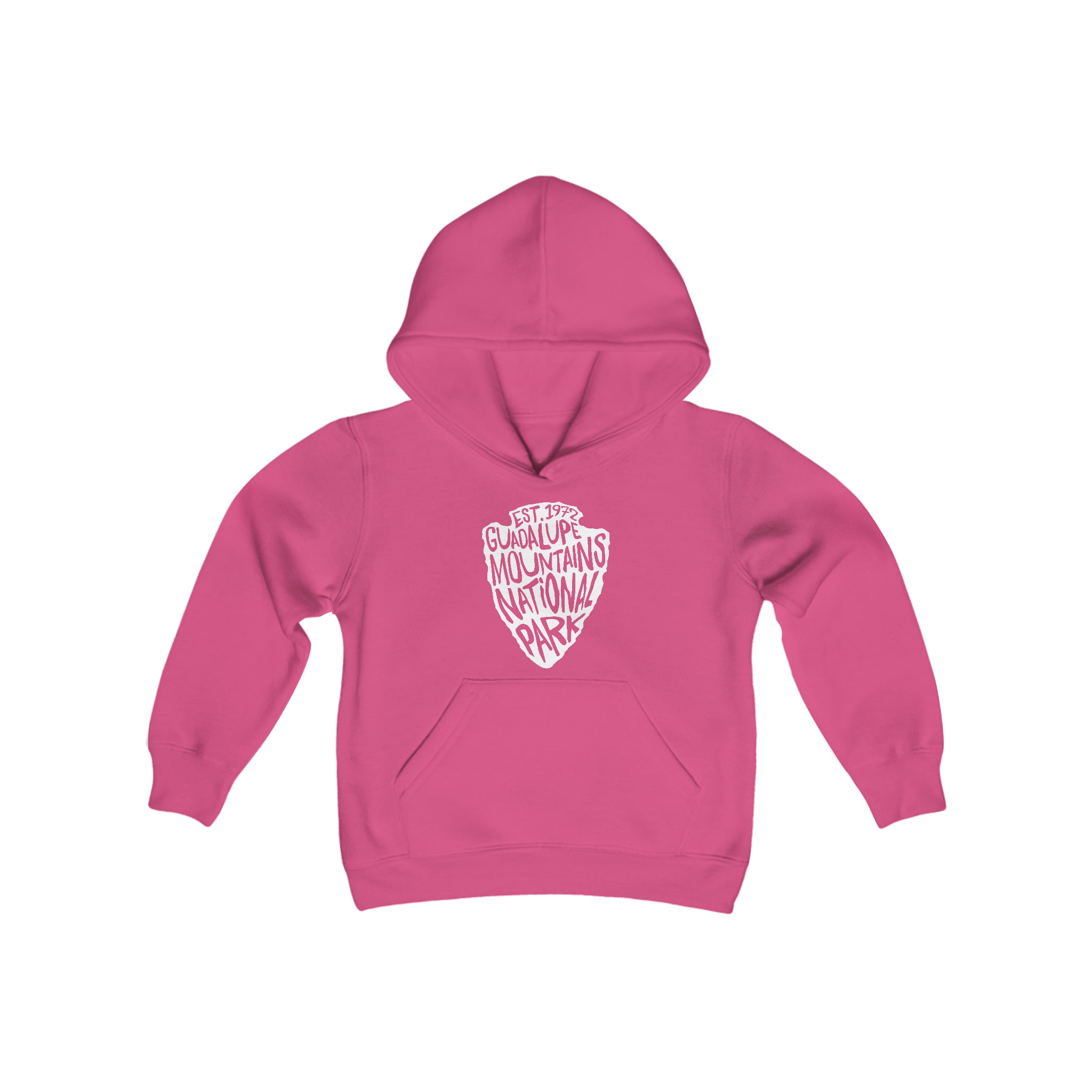 Guadalupe Mountains National Park Kids Hoodie - Arrowhead Chunky Text