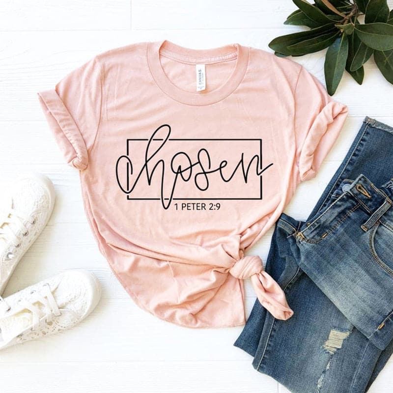 CHOSEN 1 Peter 2:9 Women's Faith-Based Premium Burgundy Red T-Shirt