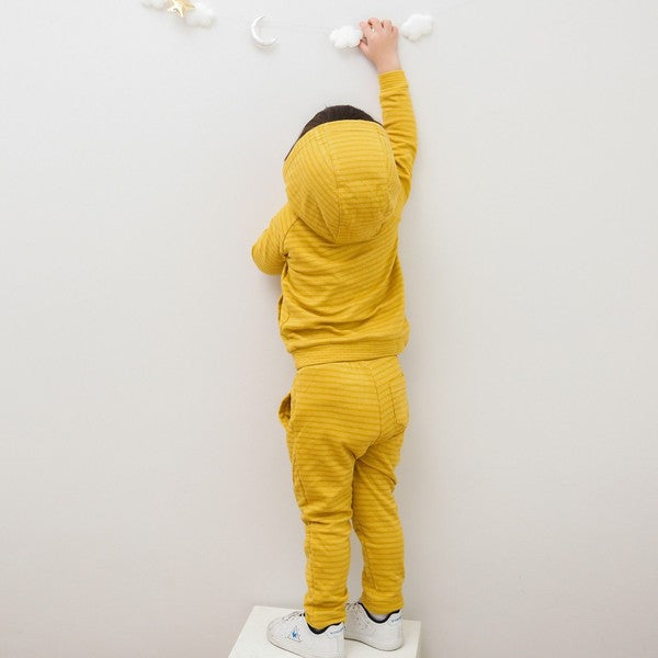 Mustard Bold Bengdi Hoodie & Pants Set for Kids - Soft Cotton Comfy Outfit