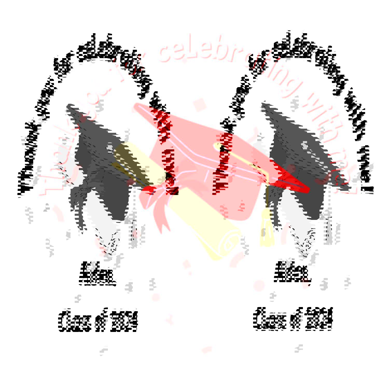 Personalized Grad Party Sticker Bundle - Custom Cap & Diploma Thank You Stickers