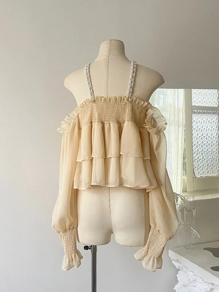 Fashion Yellow Casual Blouses with Butterfly Sleeve and Bow for Summer