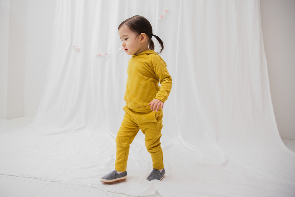 Mustard Bold Bengdi Hoodie & Pants Set for Kids - Soft Cotton Comfy Outfit