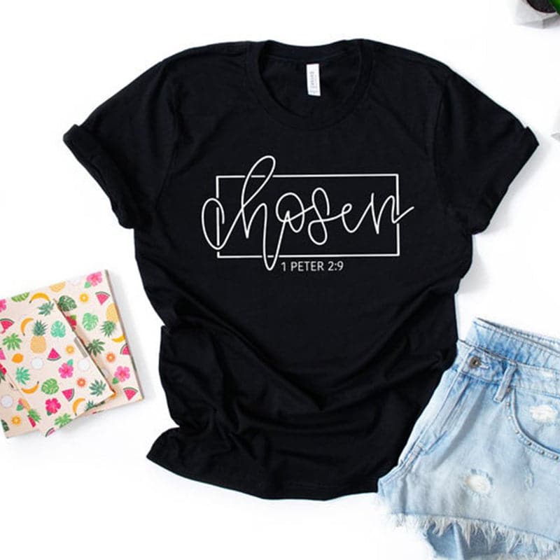 CHOSEN 1 Peter 2:9 Women's Faith-Based Premium Burgundy Red T-Shirt