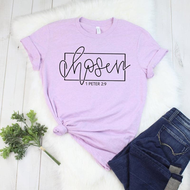 CHOSEN 1 Peter 2:9 Women's Faith-Based Premium Burgundy Red T-Shirt