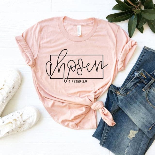 CHOSEN 1 Peter 2:9 Women's Faith-Based Premium Burgundy Red T-Shirt