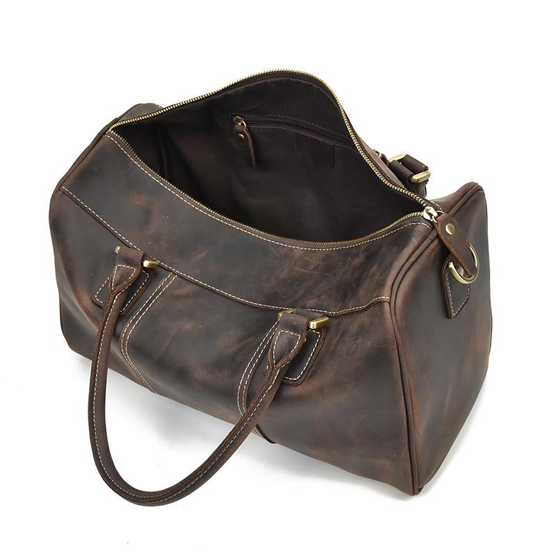 Vintage Italian Cowhide Leather Weekender Duffle Bag for Men