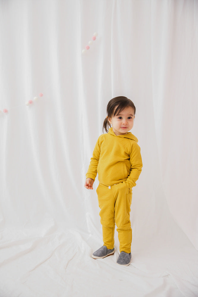Mustard Bold Bengdi Hoodie & Pants Set for Kids - Soft Cotton Comfy Outfit