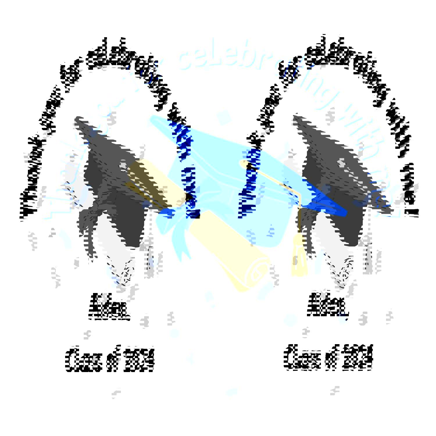 Personalized Grad Party Sticker Bundle - Custom Cap & Diploma Thank You Stickers
