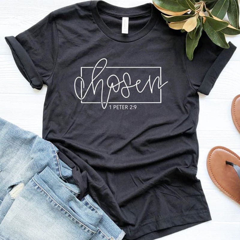 CHOSEN 1 Peter 2:9 Women's Faith-Based Premium Burgundy Red T-Shirt