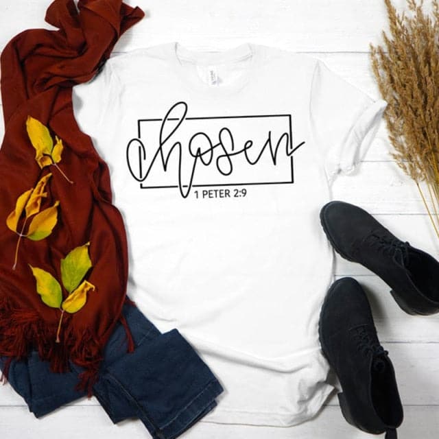 CHOSEN 1 Peter 2:9 Women's Faith-Based Premium Burgundy Red T-Shirt