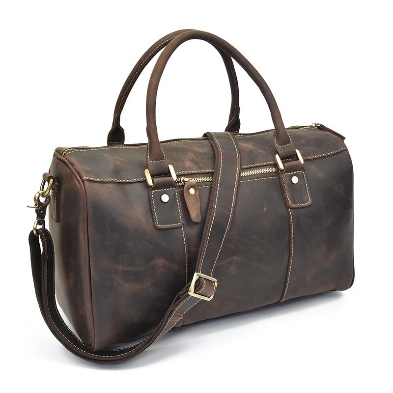 Vintage Italian Cowhide Leather Weekender Duffle Bag for Men