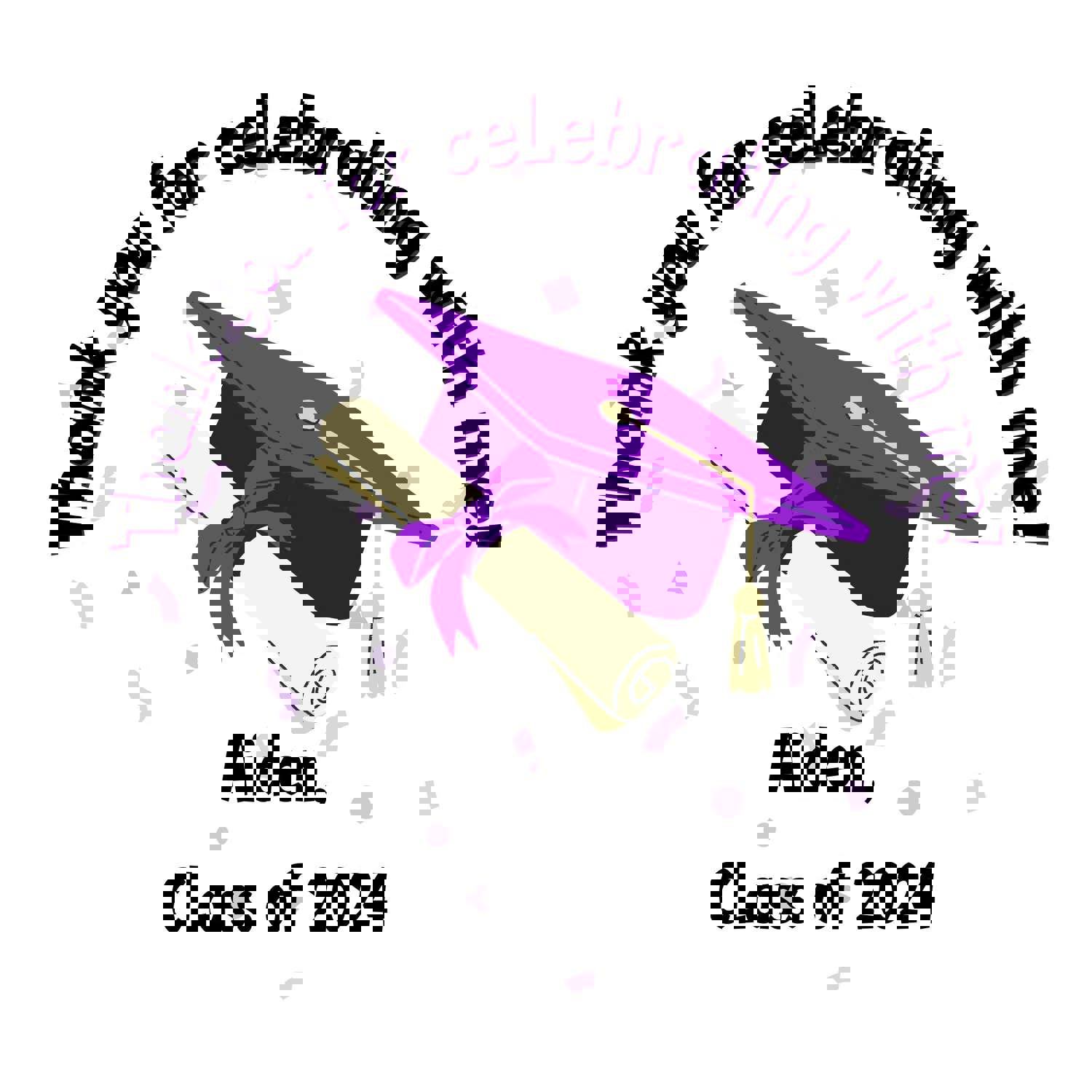 Personalized Grad Party Sticker Bundle - Custom Cap & Diploma Thank You Stickers