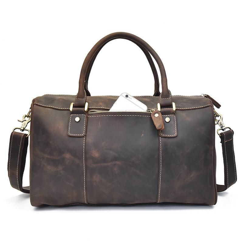 Vintage Italian Cowhide Leather Weekender Duffle Bag for Men