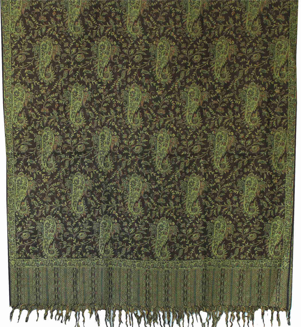 Handmade Paisley Wool Shawl Wrap - Kashmir Elegance (82 x 42 inches)