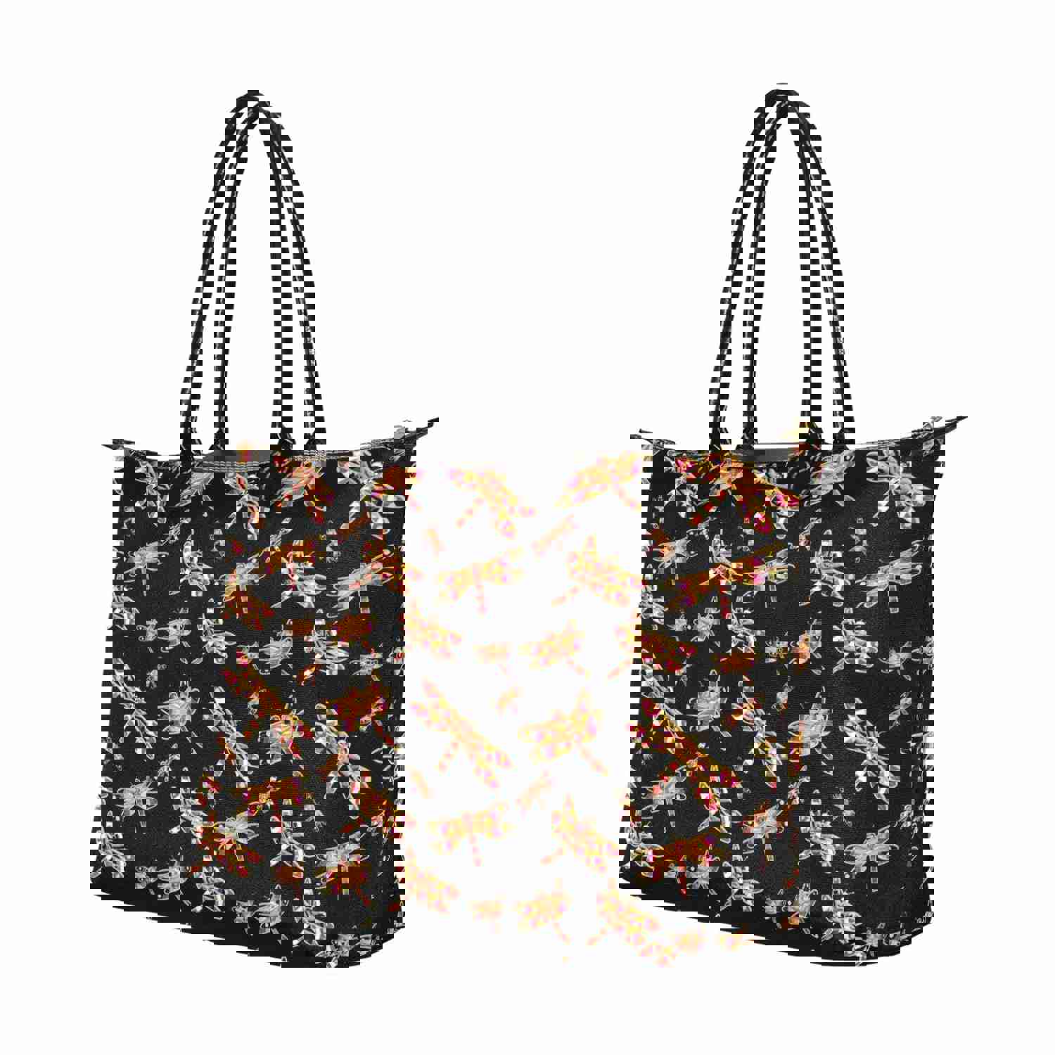Gathering Yellow Black Single-Shoulder Lady Handbag with Dragonfly Design