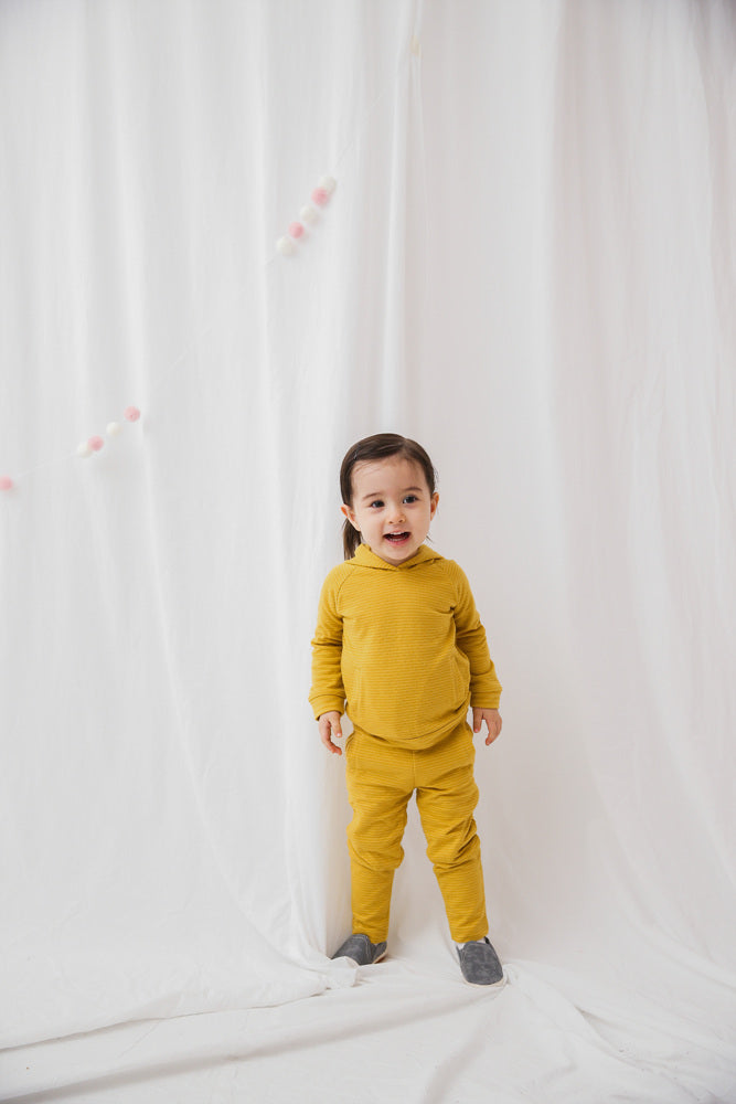Mustard Bold Bengdi Hoodie & Pants Set for Kids - Soft Cotton Comfy Outfit