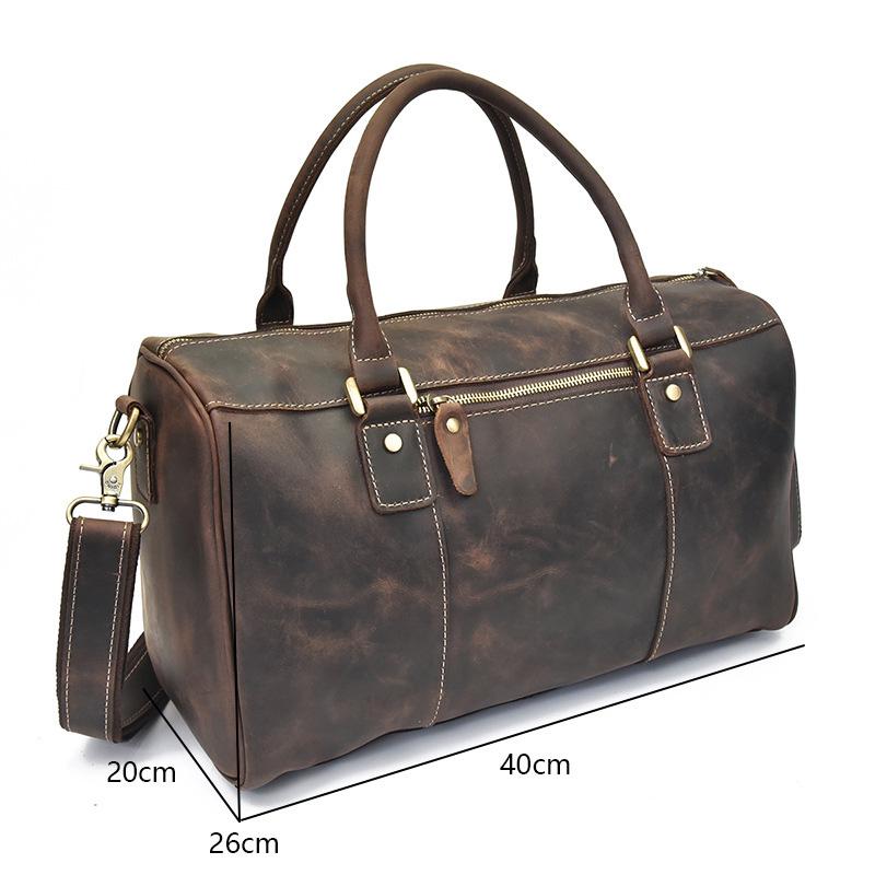 Vintage Italian Cowhide Leather Weekender Duffle Bag for Men