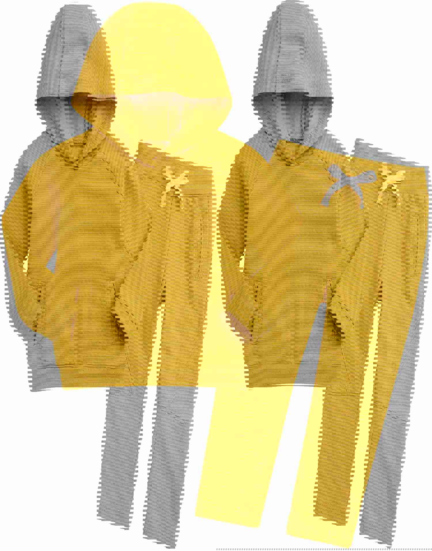 Mustard Bold Bengdi Hoodie & Pants Set for Kids - Soft Cotton Comfy Outfit