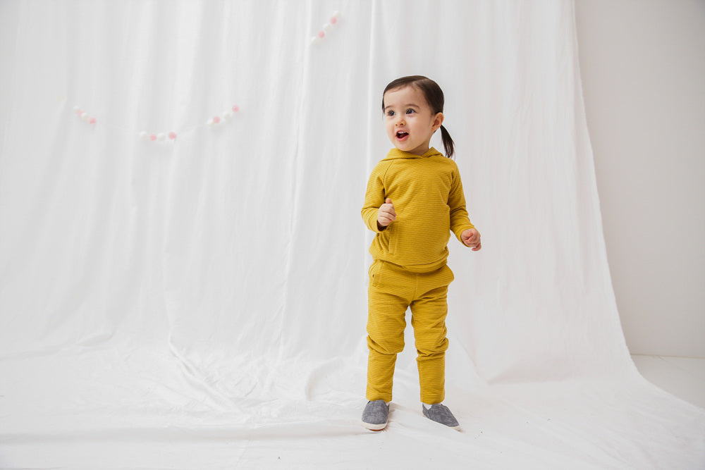 Mustard Bold Bengdi Hoodie & Pants Set for Kids - Soft Cotton Comfy Outfit
