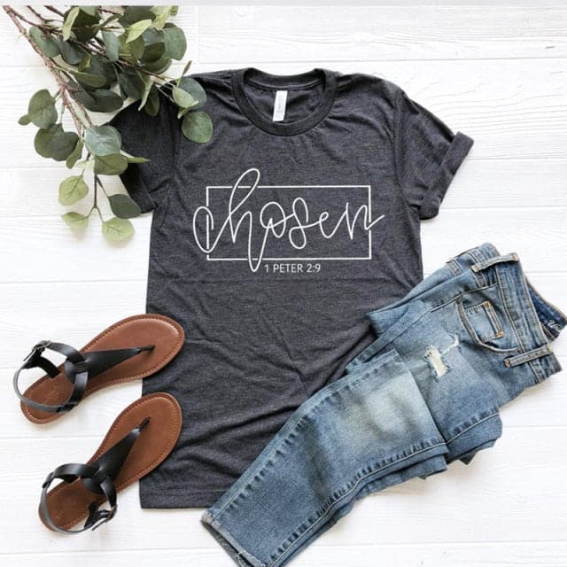 CHOSEN 1 Peter 2:9 Women's Faith-Based Premium Burgundy Red T-Shirt