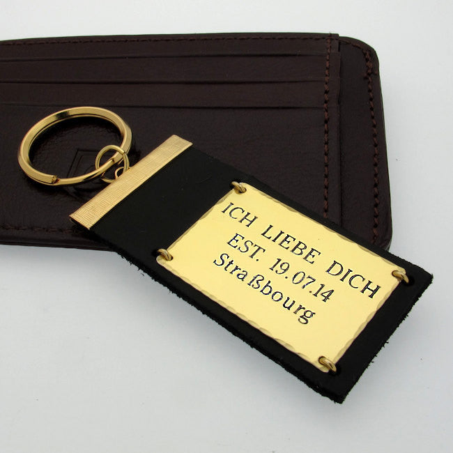 Personalized Leather Keychain for Men - Custom Engraved Gift