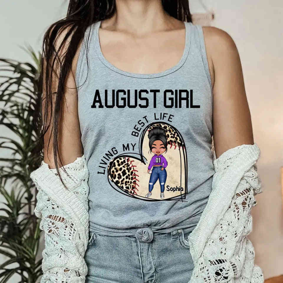 August Birthday Shirt for Women - Custom Baseball Lover Tee
