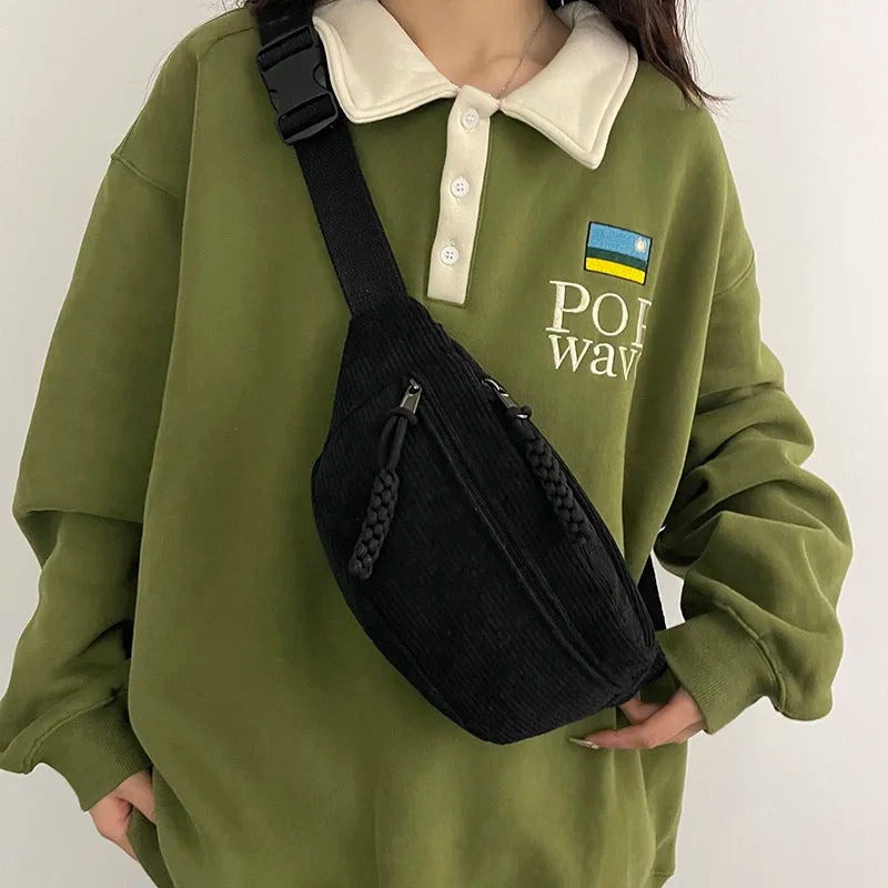 Women's Corduroy Waist Pack - Large Capacity Fanny Pack with Street Style