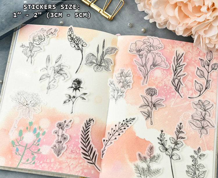 Translucent Flower Etchings Stickers Pack