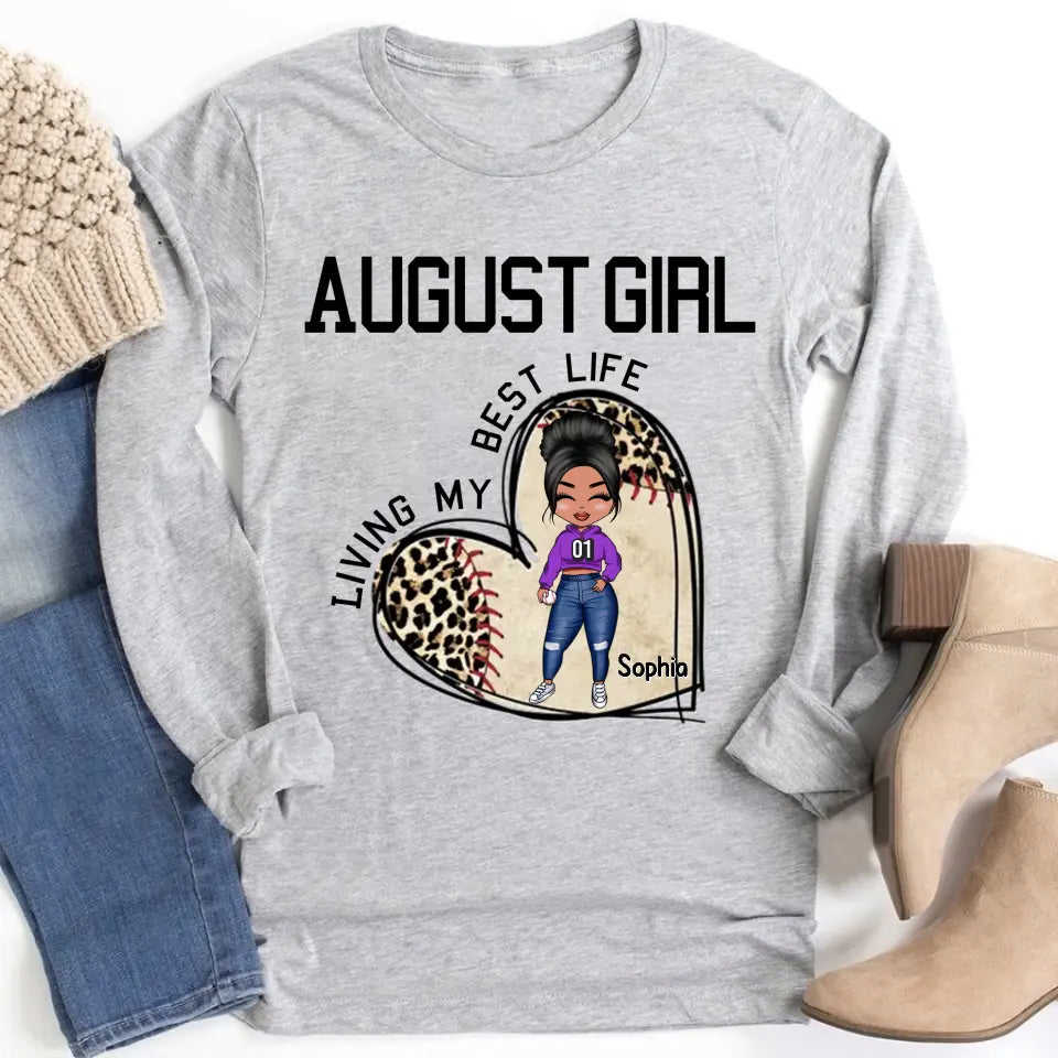 August Birthday Shirt for Women - Custom Baseball Lover Tee