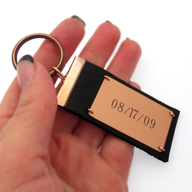 Personalized Leather Keychain for Men - Custom Engraved Gift