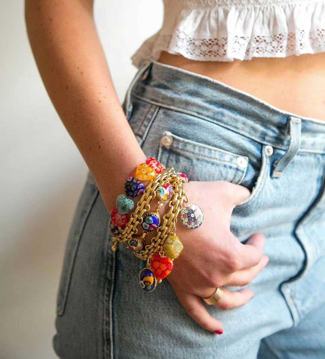 Luxury Colored Glaze Love Bracelet With Pendant