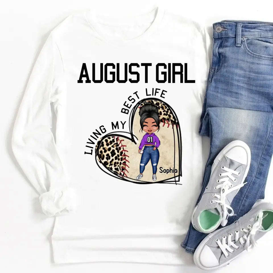 August Birthday Shirt for Women - Custom Baseball Lover Tee