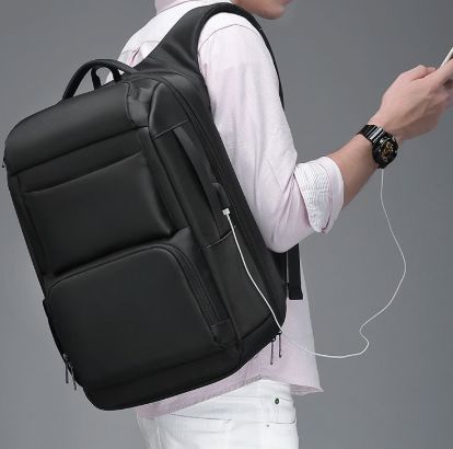 Men's Anti-Theft Travel Backpack with USB Charging & Waterproof Design
