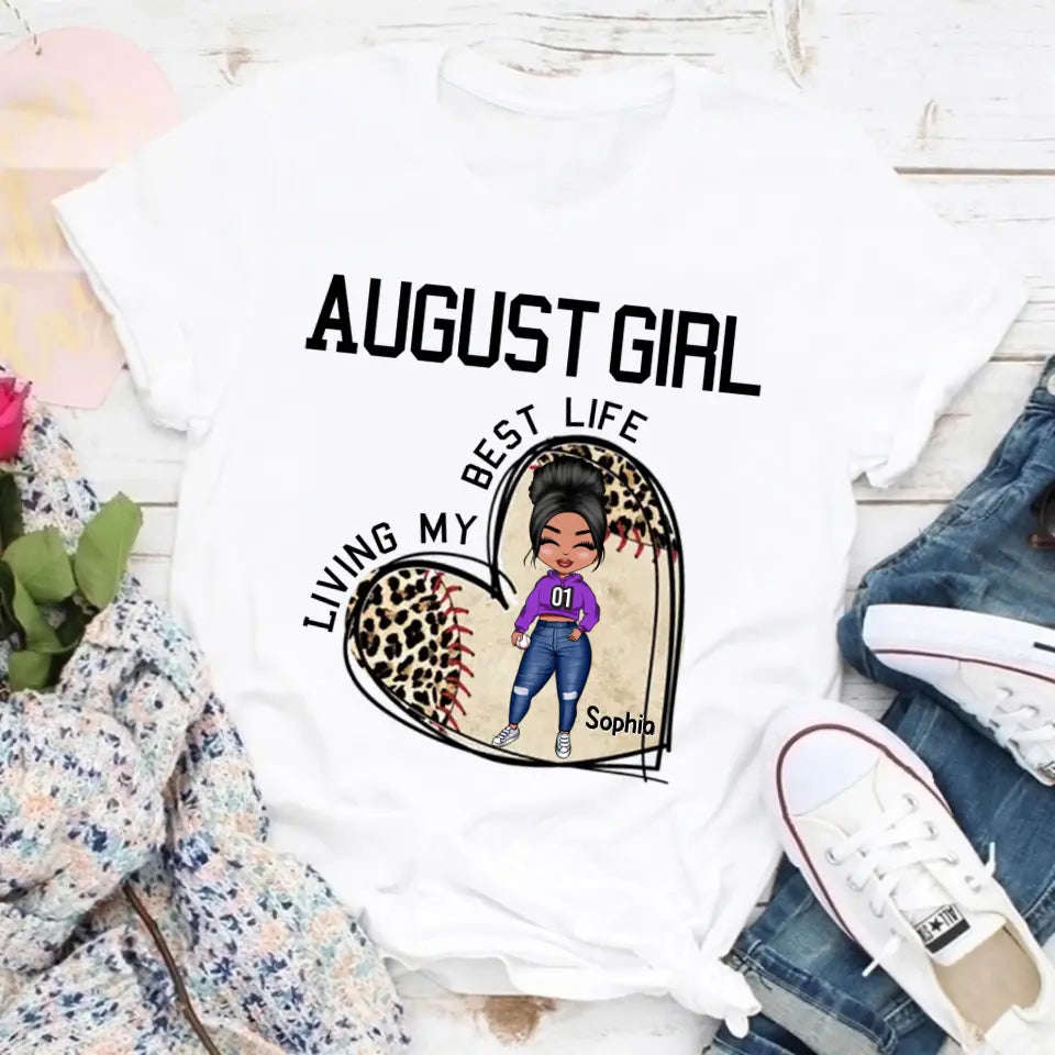 August Birthday Shirt for Women - Custom Baseball Lover Tee