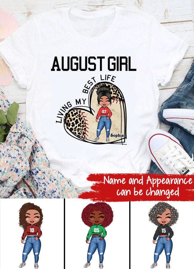 August Birthday Shirt for Women - Custom Baseball Lover Tee