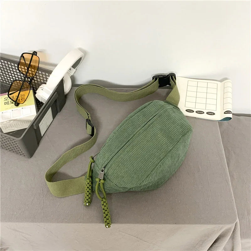 Women's Corduroy Waist Pack - Large Capacity Fanny Pack with Street Style