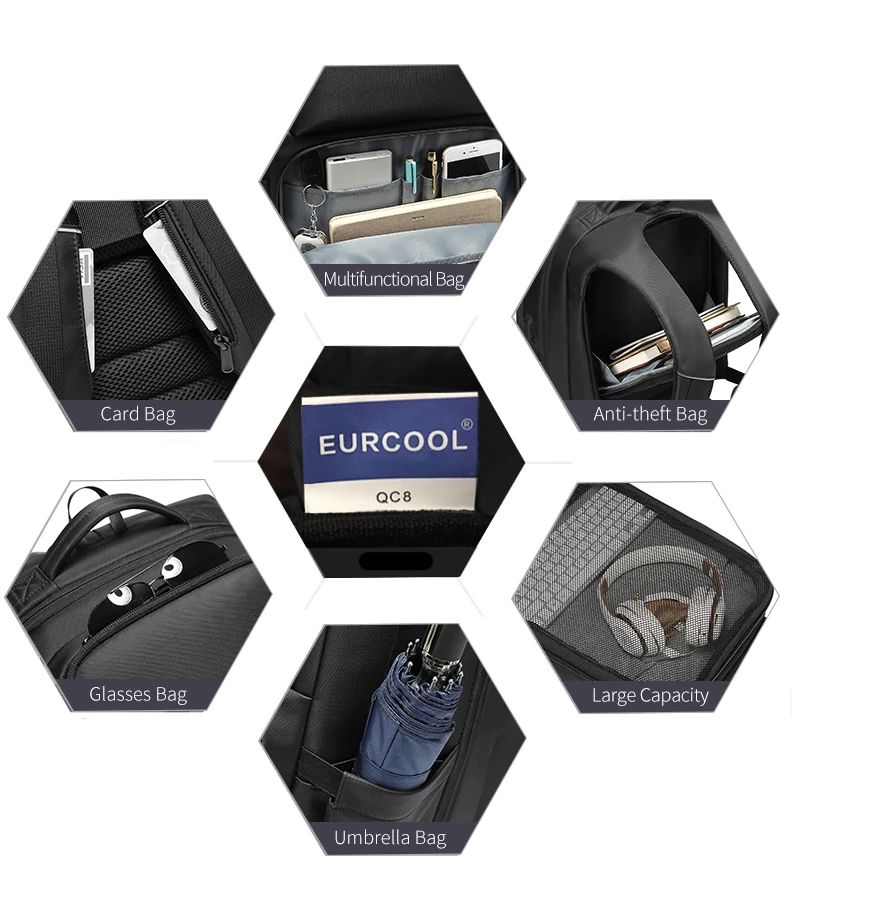 Men's Anti-Theft Travel Backpack with USB Charging & Waterproof Design