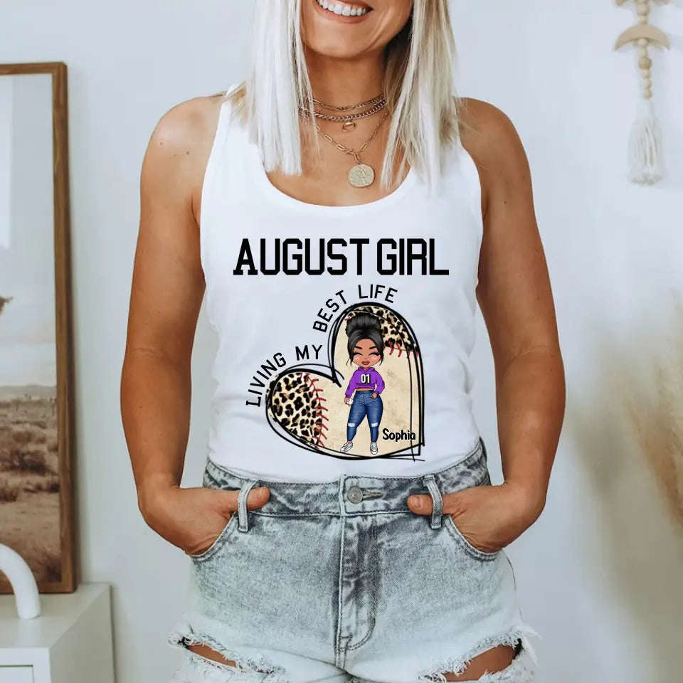 August Birthday Shirt for Women - Custom Baseball Lover Tee
