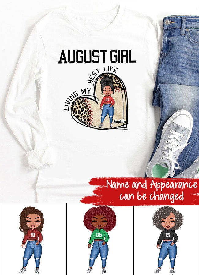 August Birthday Shirt for Women - Custom Baseball Lover Tee