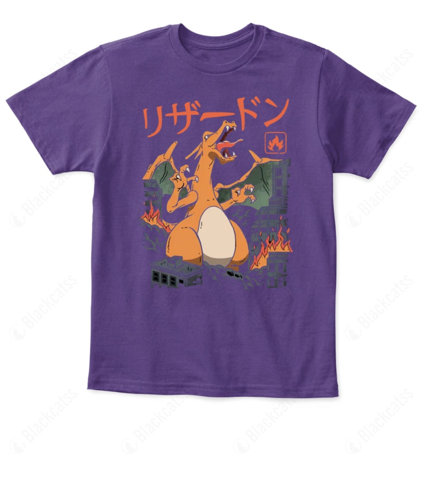 PKM Charizard Fire Kaiju Kid Custom Graphic T-Shirt