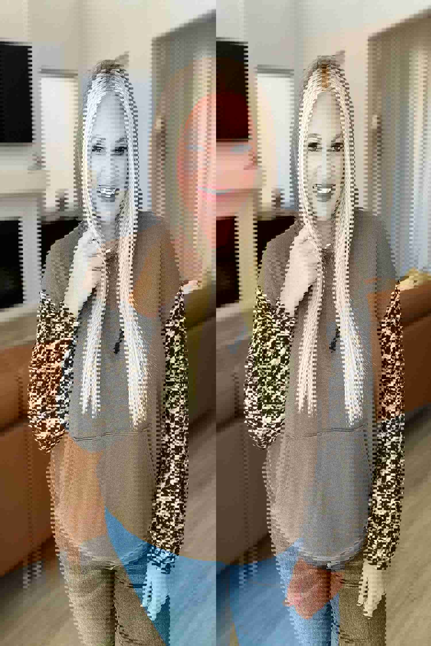 Here And There Leopard Print Hoodie - Stylish and Comfortable