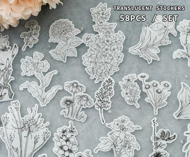 Translucent Flower Etchings Stickers Pack
