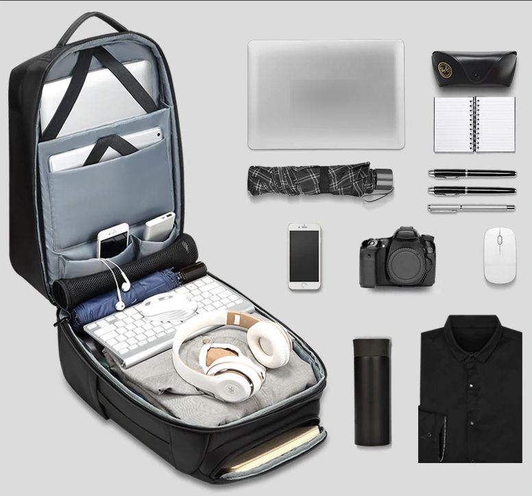 Men's Anti-Theft Travel Backpack with USB Charging & Waterproof Design