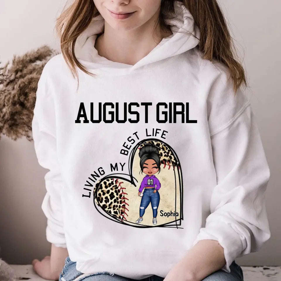 August Birthday Shirt for Women - Custom Baseball Lover Tee