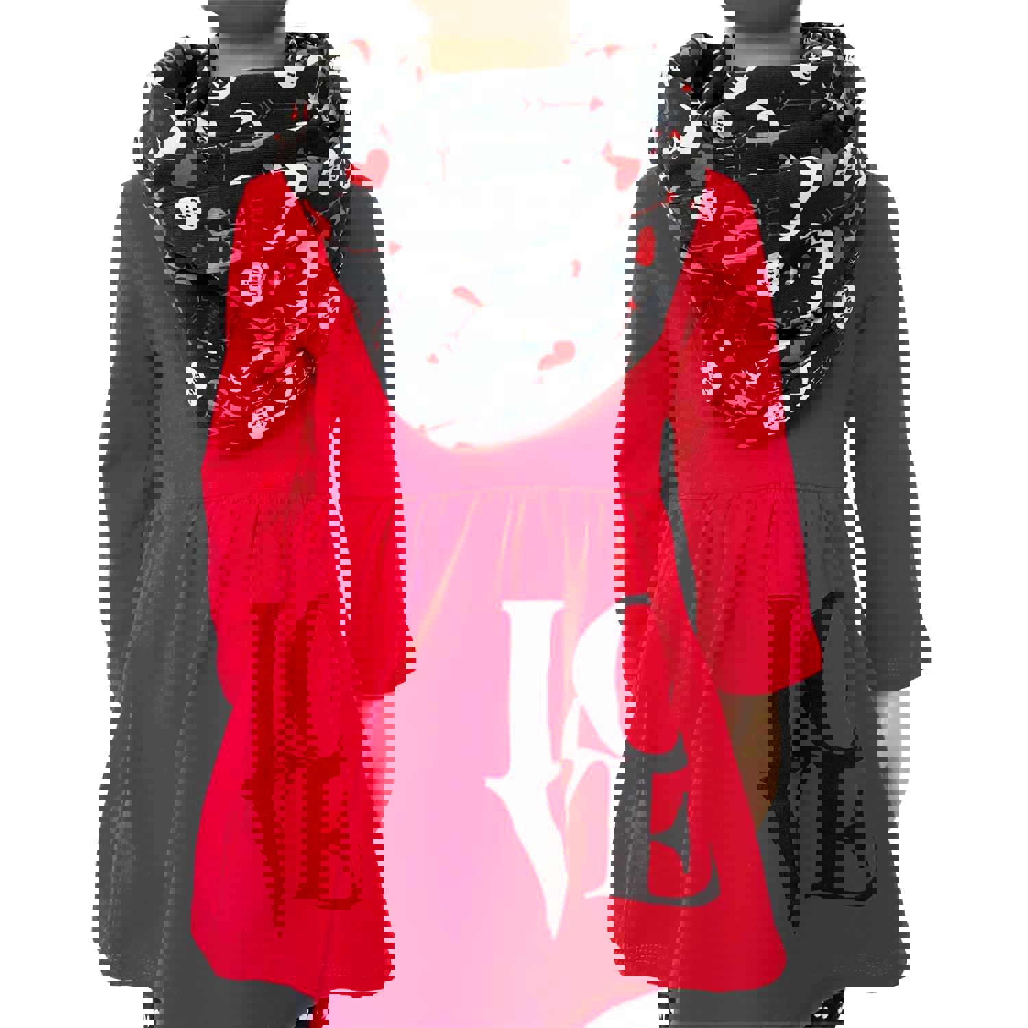 Girls Valentines Day LOVE Red Long Sleeve Tunic Leggings & Scarf Clothing Set