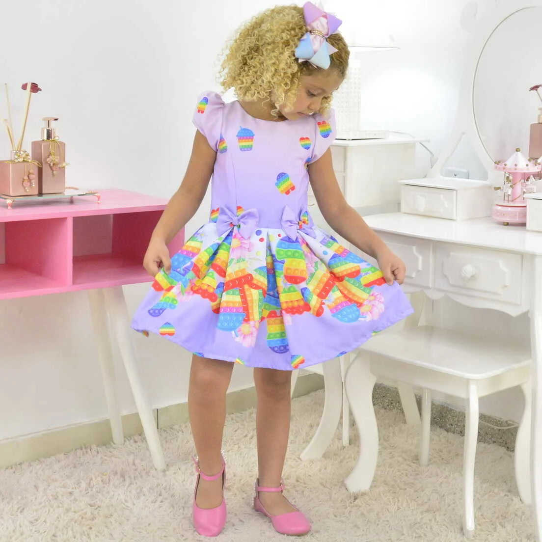 Pop It Toy Fidget Dress for Girls - Birthday Party Outfit