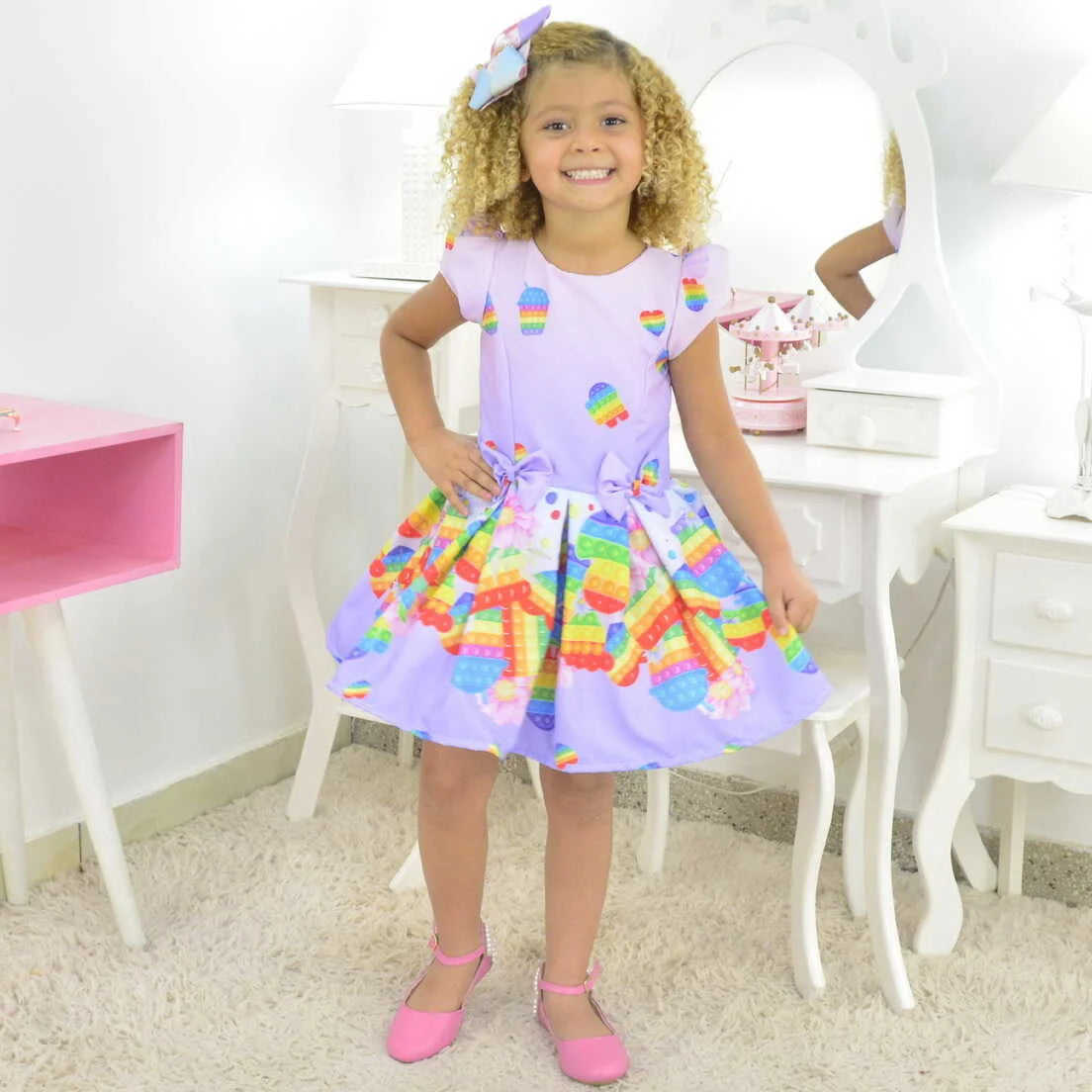 Pop It Toy Fidget Dress for Girls - Birthday Party Outfit
