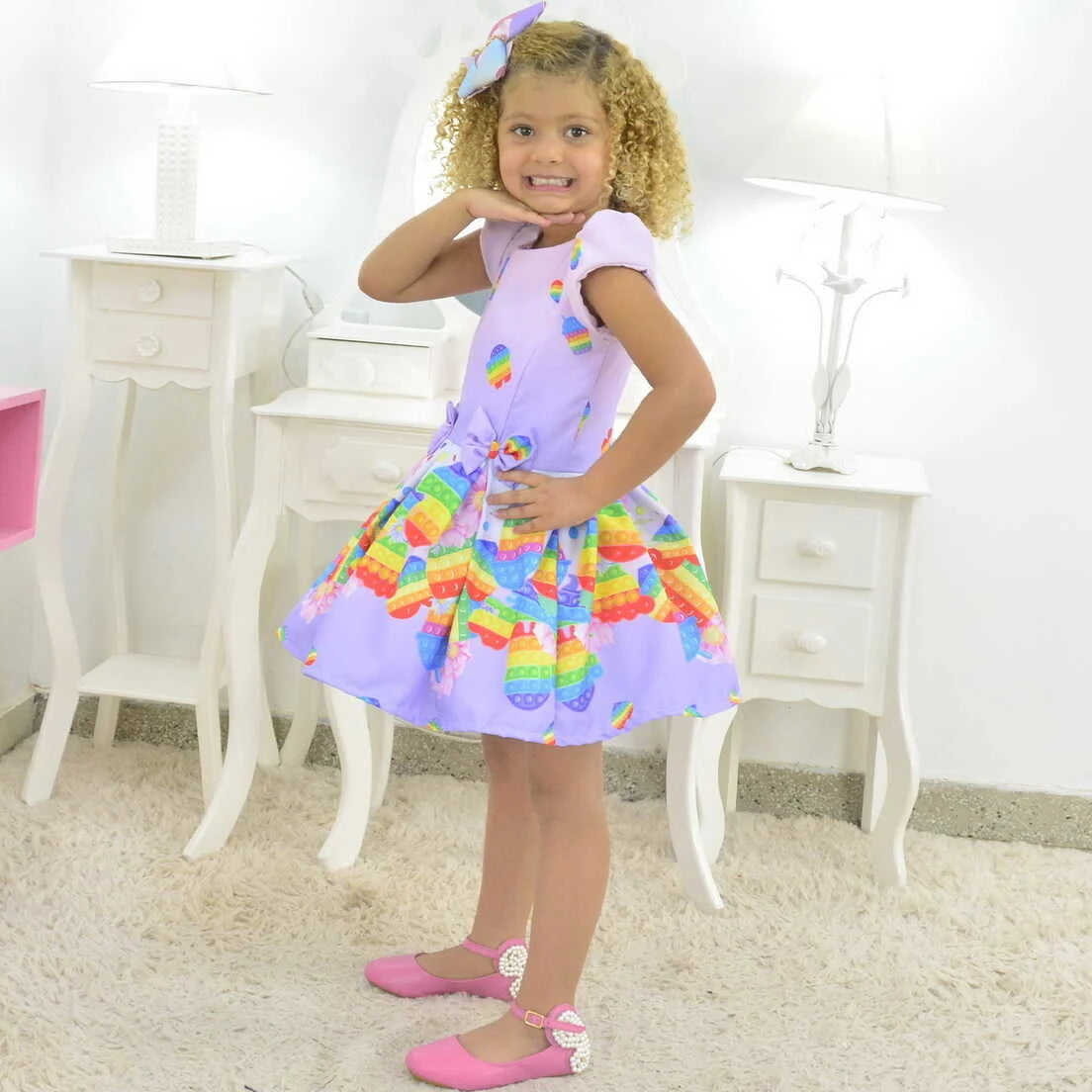 Pop It Toy Fidget Dress for Girls - Birthday Party Outfit