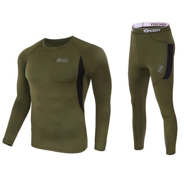 Premium Men's Winter Thermal Underwear Set - Fleece Lined, Quick Dry, Compression Fit